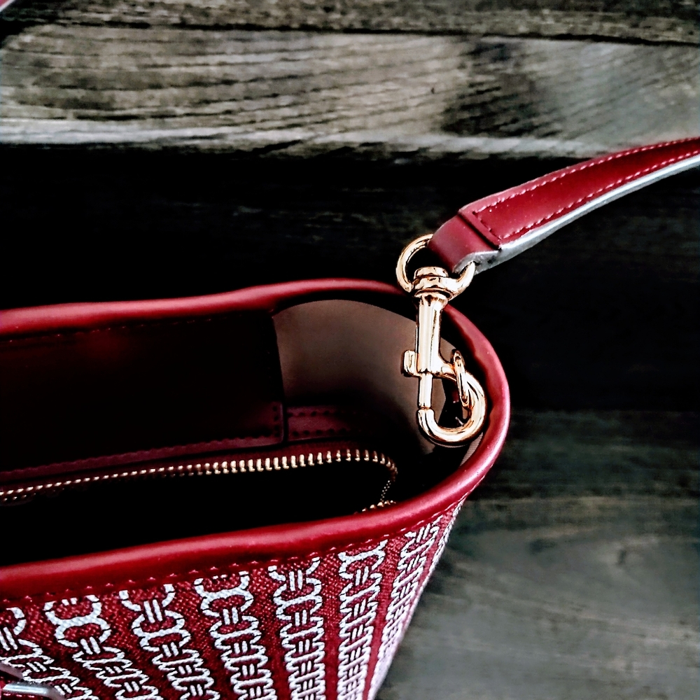 Authentic Tory Burch Deep Red Wine Chain Link Tot… - image 5